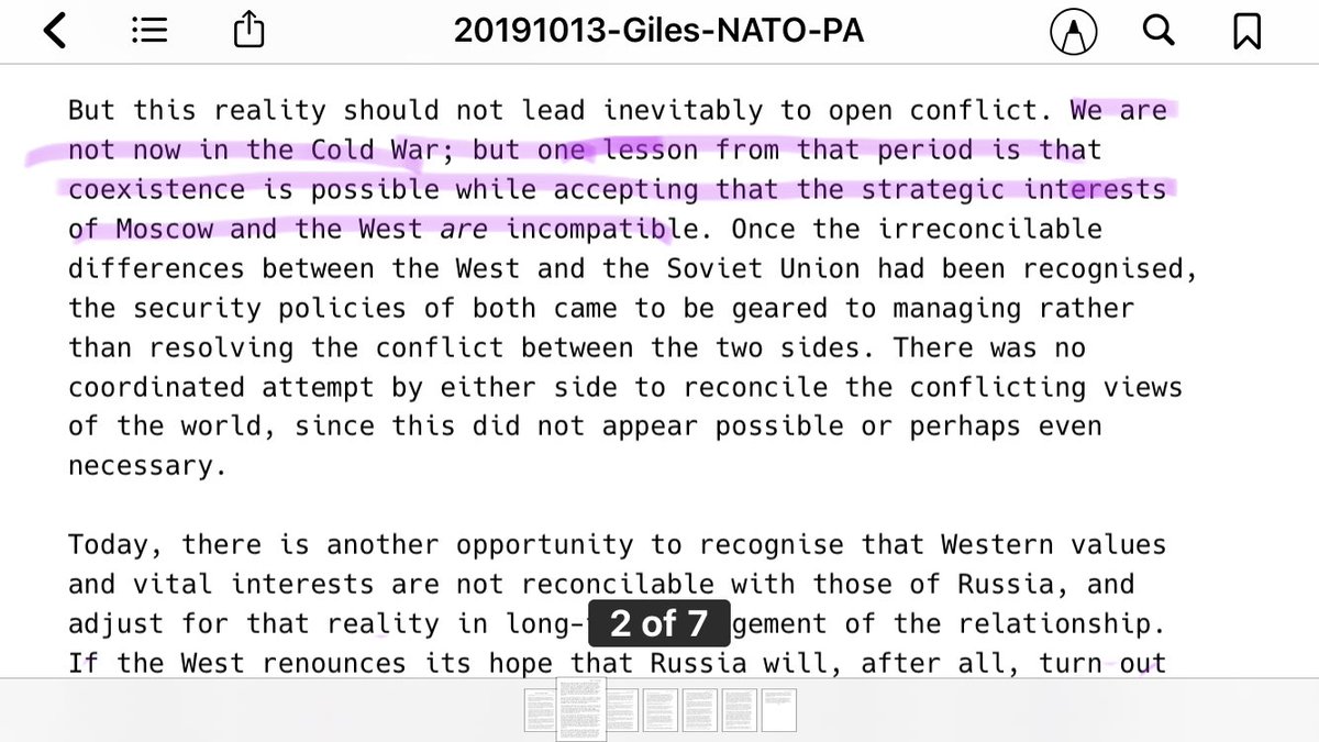 6/ COEXISTENCE IS POSSIBLE:  “We are not now in the Cold War; but one lesson from that period is that coexistence is possible while accepting that the strategic interests of Moscow and the West are incompatible.”- @KeirGiles