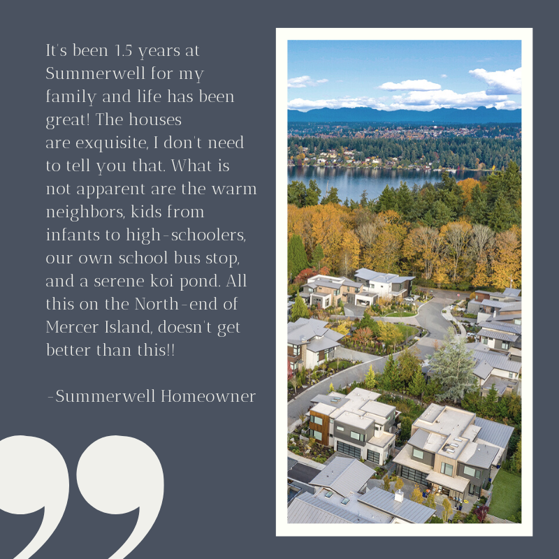 SummerwellHomes's tweet photo. A five-star testimonial from one of our amazing homeowners. One of the many attributes that set us apart from the rest is our one-of-a-kind community! 

#summerwellhomes #mercerislandrealestate https://t.co/Gou4ponEGR