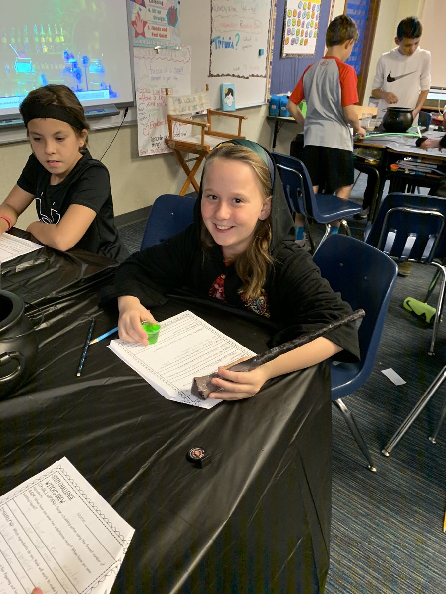 MT_Gr5's tweet photo. MT 5th Graders Explore Chemical Reactions in a Potions Class!🎃 #MTAreWe https://t.co/GC6ngetohL