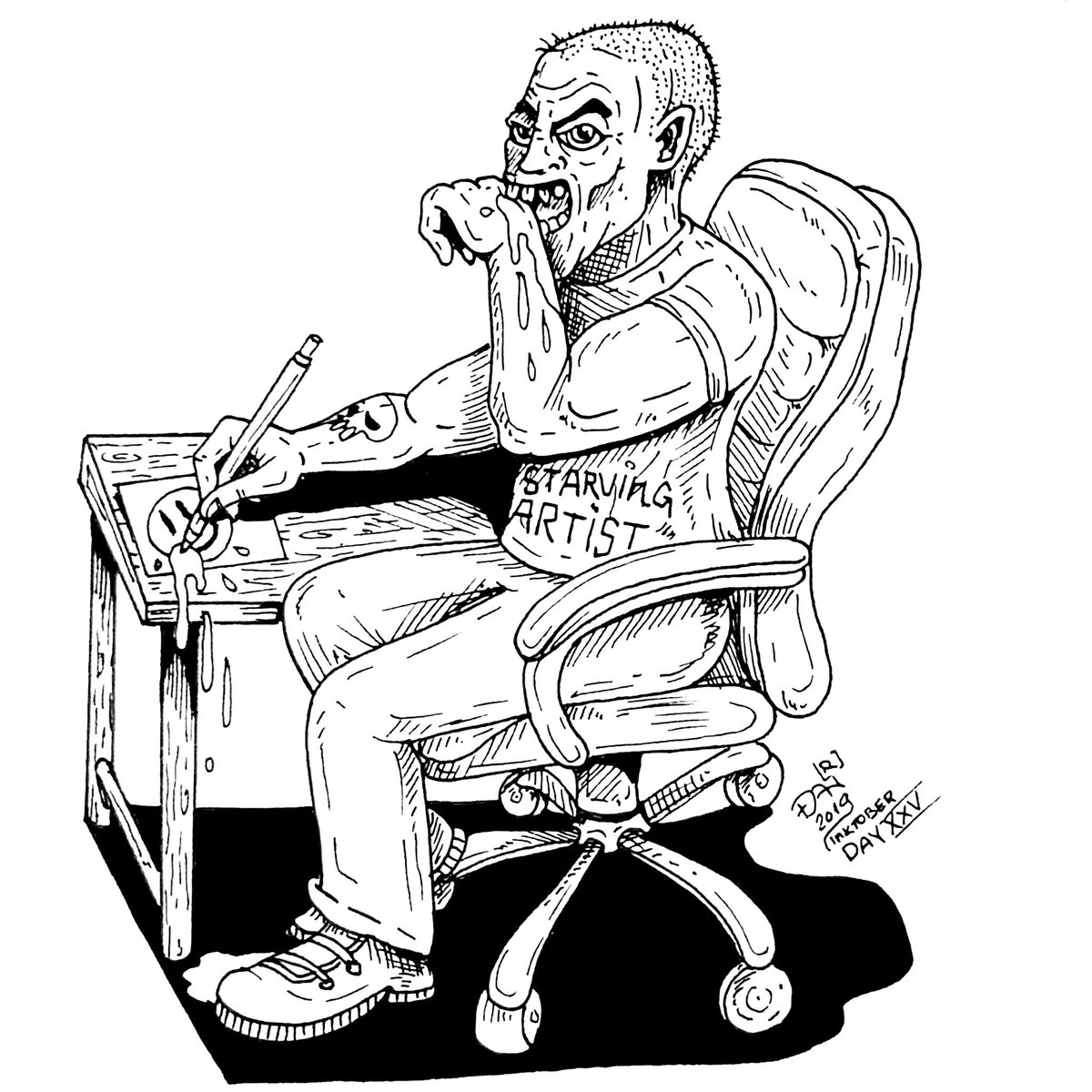 nikolas83gianni's tweet photo. #art #artist #ilustrator #designer #traditionalart #nikolass #nikolass83 #nikolass83gianni #inktober #inktober2019 #inktober2019day25 #inktober2019day25tasty #ink #blackinkart #blackink #deviantart #reynolds #rotringcore #tasty #smiley #blood #chair #starvingartist #skull #tattoo https://t.co/z6I3AGsuYO