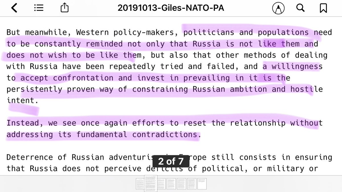 8/ ACCEPTANCE: “A willingness to accept confrontation and invest in prevailing in it is the persistently proven way of constraining Russian ambition and hostile intent.”- @KeirGiles