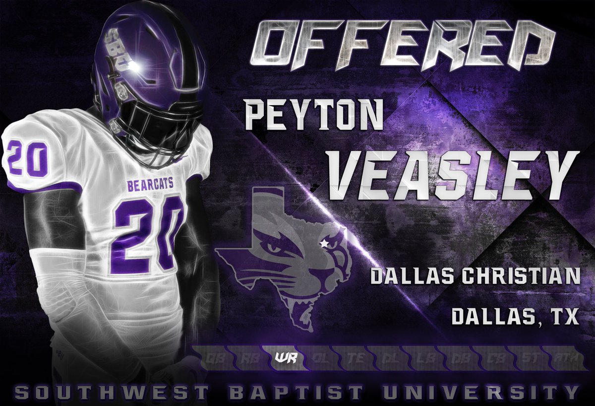 Veas___'s tweet photo. I’m so excited and want to thank Coach Loddy at Southwest Baptist University for my first offer to play football at the next level! Thanks for believing in me! 
#sbu #gobearcats https://t.co/PAxwbBivd6