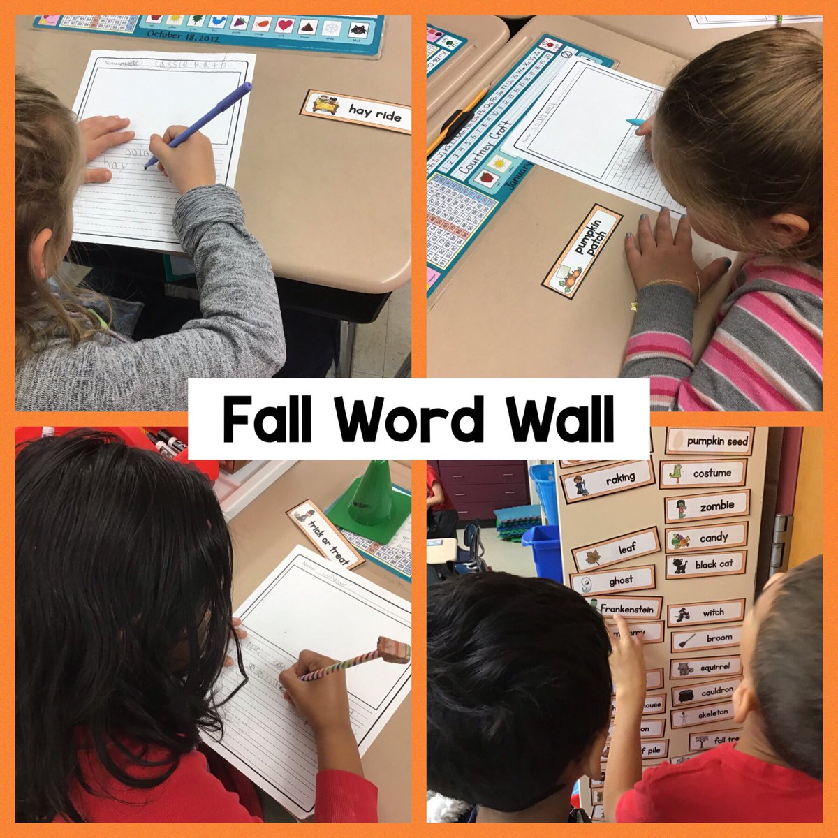 cbmtaylor's tweet photo. These firsties love writing all about things they do in the fall. Check out theses writers smart copying words from our fall word wall! https://t.co/FZpG2JyDVl