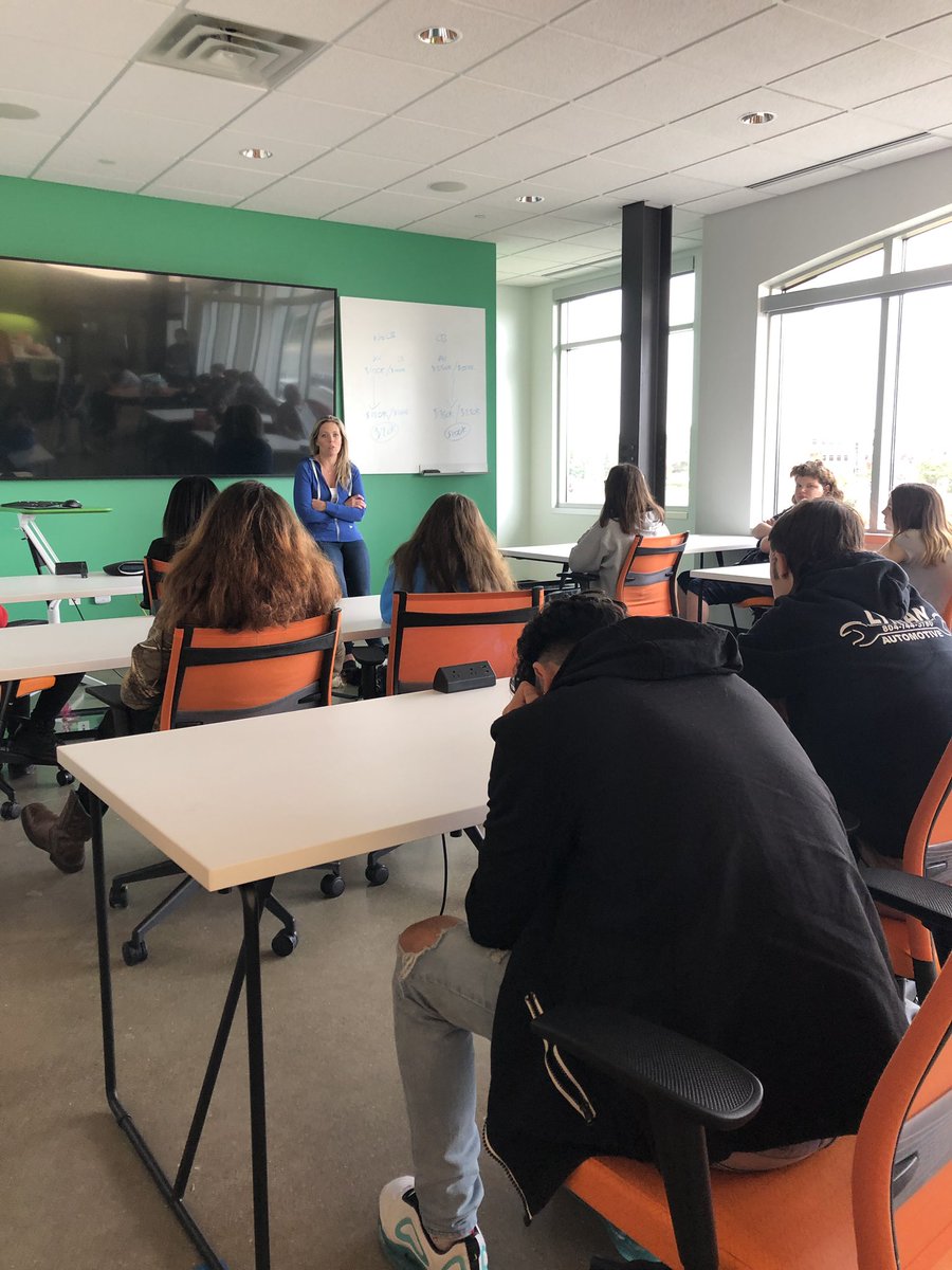 PcpsStudents's tweet photo. @PowhatanHS Ss learning about careers at @ENVMoneyGuide. Loved trying their flexible seating too! @PCPS_Supt @ENVMoneyGuide https://t.co/CTwcviEKNT