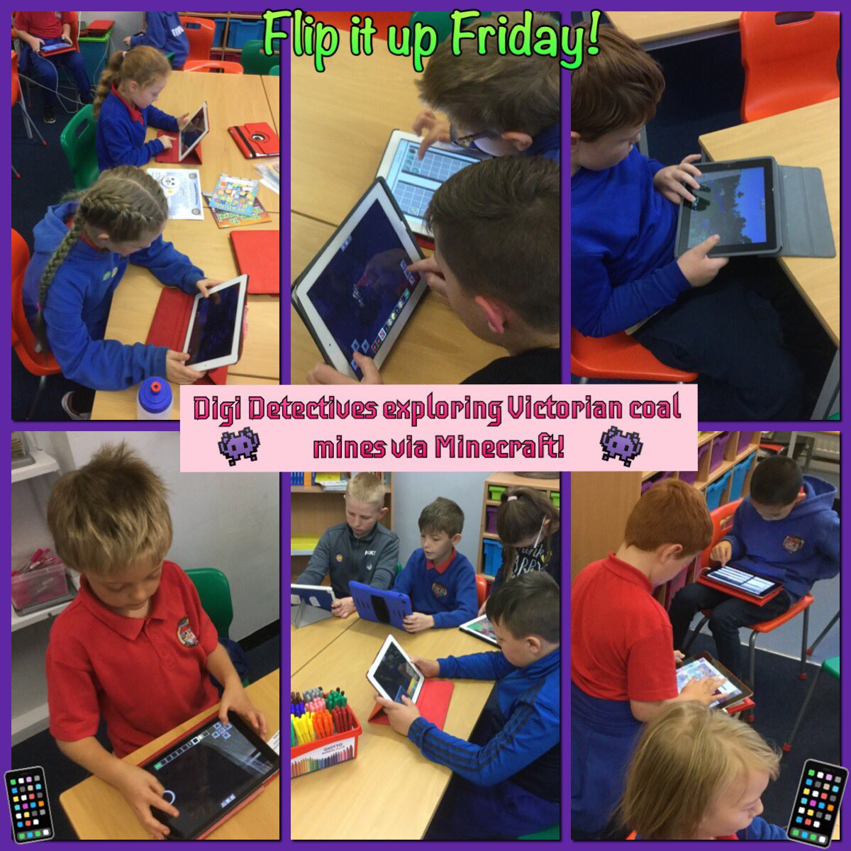 PPS_Eira's tweet image. Our last Flip it up Friday session of this half term was spent finalising our Victorian coal mines through the platform of @Minecraft and they’re super! Da iawn pawb! 👍 @Phip_Primary #phipict #phipTimeDetective 👾📱