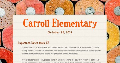 Here is a link to the latest version of the Carroll Elementary Newsletter.

smore.com/b5013