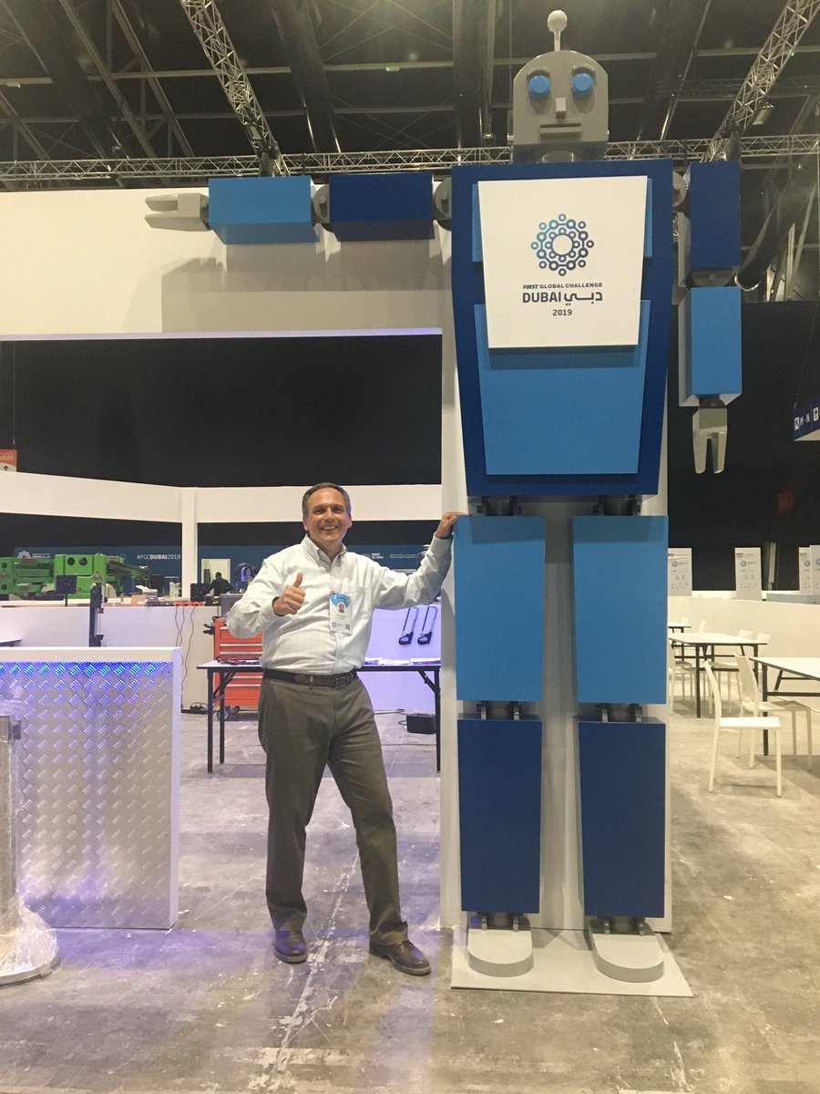 Here's SEAS Deputy Dean Vincent Wilczynski at this year's <a href="/F1RSTglobal/">FIRST Global</a>, the world robotics championship taking place in Dubai. The event, which has about 1,500 youths from more than 190 countries participating, is taking place today and this weekend. #YaleSEAS