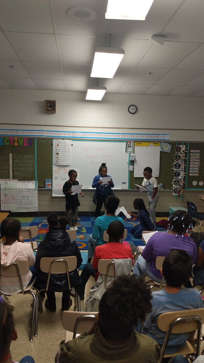 MrsSaunders10's tweet photo. What better way to practice with Fables then to perform them!! Third graders practiced and performed Fables to work out the morals. @fayfayallday1 @spoland123 @nashaeb @a_fisher14 #Reading #performing #readerstheater https://t.co/OjuAuCKkai