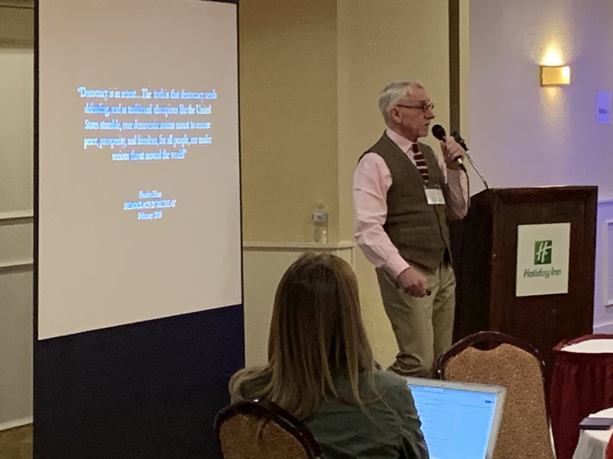 Main keynote speaker Kenneth C Davis, history buff and author In the Shadow of Liberty, More Deadly Than War, and Don’t Know Much About series speaks about Democracy in Crisis.