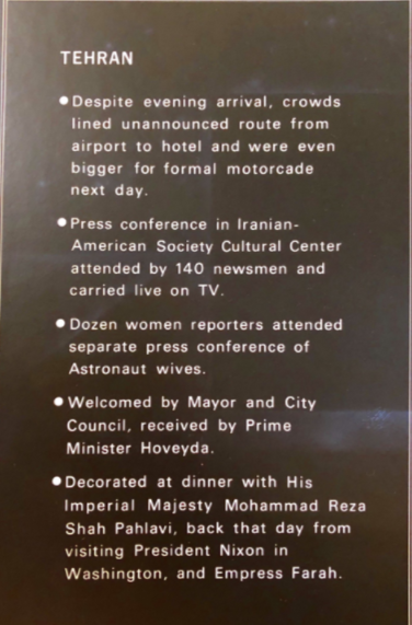 AstroMCollins's tweet photo. October 25, 1969 - Tehran:
We spent the day in crowded motorcades, press conferences, & a visit to see the Crown Jewels. From my journal: “I danced with almost everyone, Royal or not. Popped the button off my tux in the process.” #GiantstepTour https://t.co/brgvyOyGre