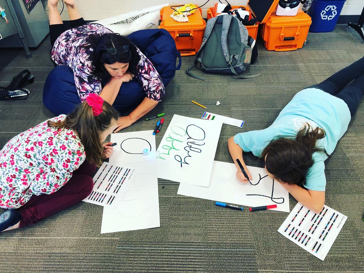 ChapinMiddle's tweet photo. Challenge accepted and CRUSHED! Ozobot club challenge to write your name and make the robot trace it with all the loops, turns, u-turns & such requiring different codes! They did an amazing job! #ozobotsrock #coding4everyone #joinusnexttime #lexrich5schools #pridein5 https://t.co/L4VJIxHl1v