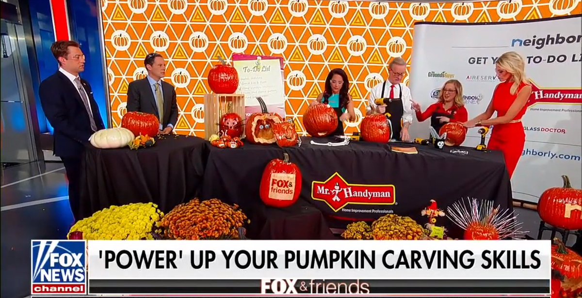 MrHandyman's tweet photo. Mr. Handyman of @neighborlybrand stopped by the @foxandfriends studio in New York City this morning to show how to use power tools for carving your pumpkins this Halloween. To see the segment, click - https://t.co/4hzg5TqZDc https://t.co/9oVTVvSkPW
