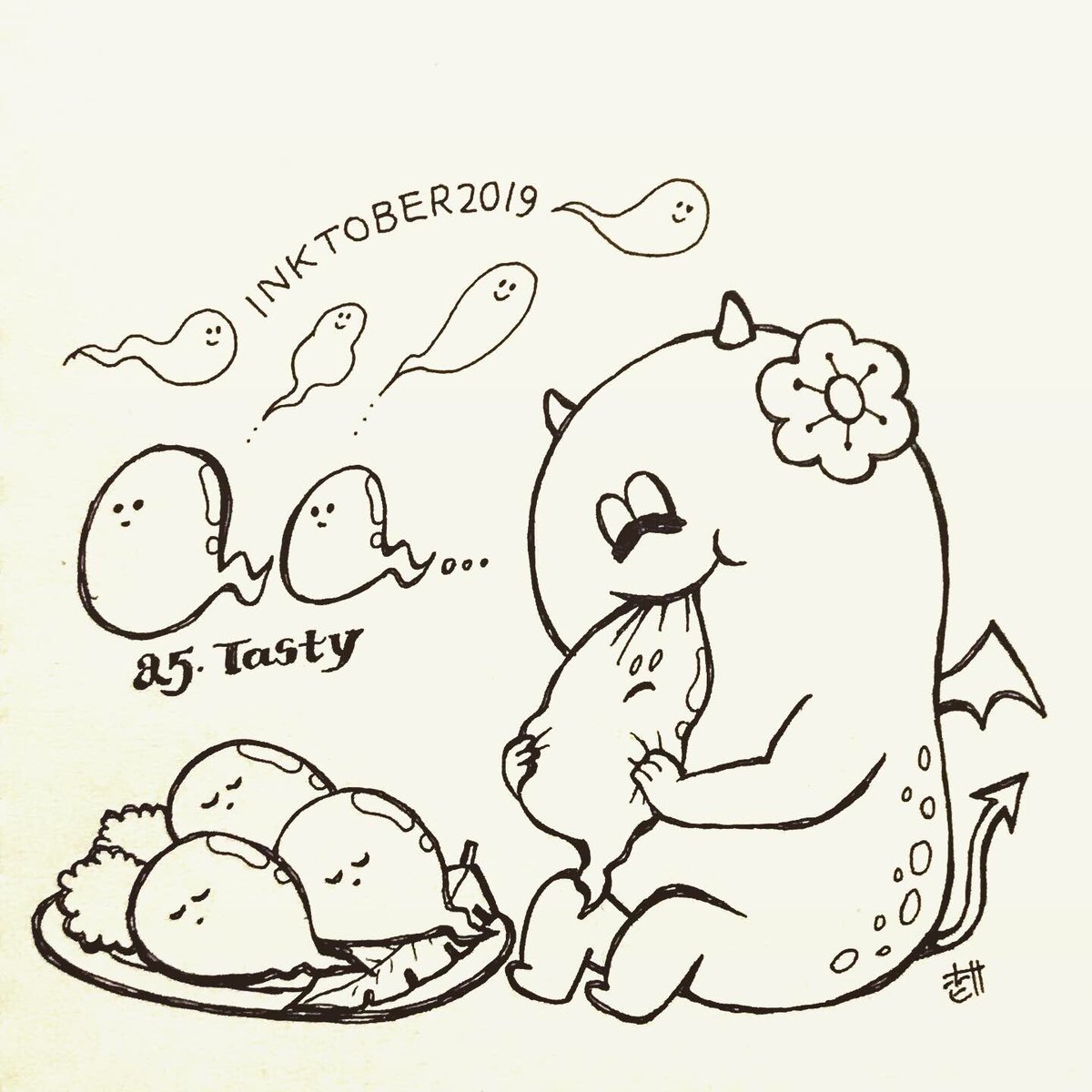 25 TASTY
モニモニ食べる
#inktober2019 #inktober #illustration 