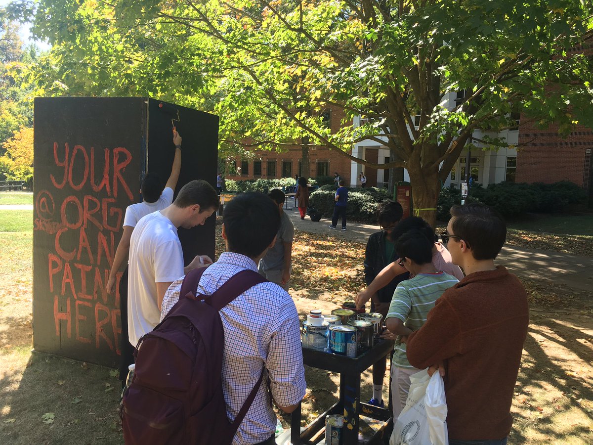 HypernovaSolar's tweet image. Look, we are engineers, not artists. Our team painted one of the cubes at GMU the other day in an effort to make our team more visible on campus!