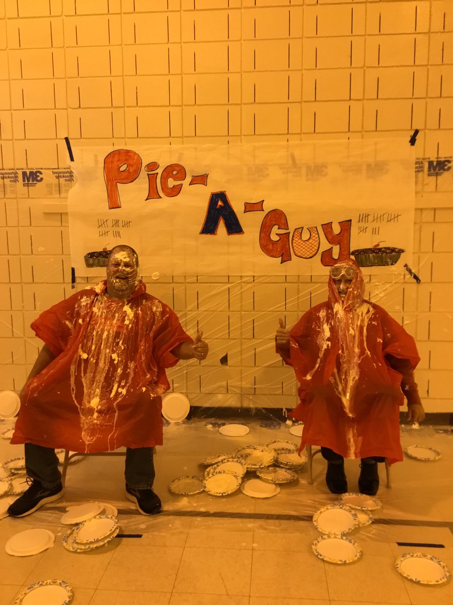 Celebrated our ⁦<a href="/theSMSD/">SM School District</a>⁩ ⁦<a href="/UnitedWayGKC/">United Way Greater Kansas City</a>⁩ week with pajama day (T &amp; S twinning) and our 3rd annual Pie A Guy all for a great cause! #ArrowheadMovingForward