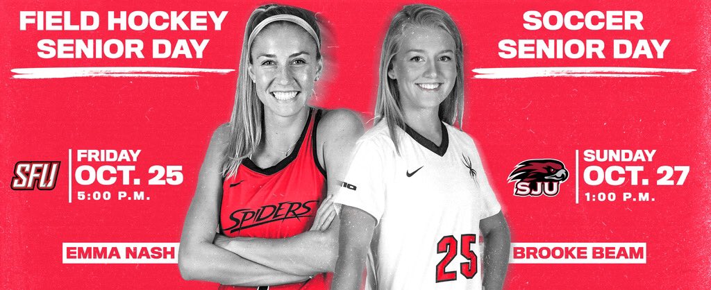 SpiderAthletics's tweet photo. Let’s celebrate some seniors this weekend! 🥳🥳🥳

Come out and help us honor the contributions of our senior classes for @SpiderHockey and @SpiderSoccer before their final home games of the regular season. Admission to both events is free!

#OneRichmond https://t.co/6fS8FbHohc