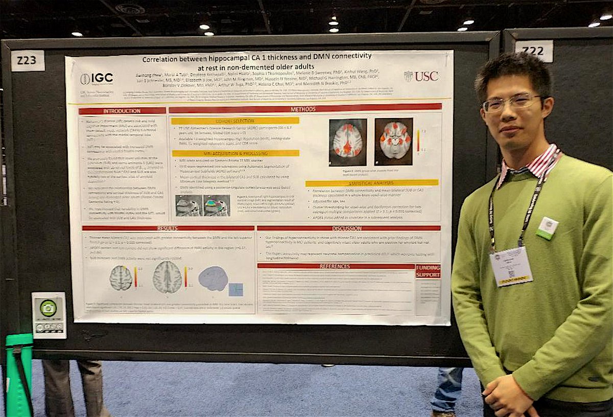 Last week at SFN 2019, Jianhang Zhou presented our pilot data relating hippocampal CA1 thickness to default mode network activity in non-demented older adults (CDR 0).