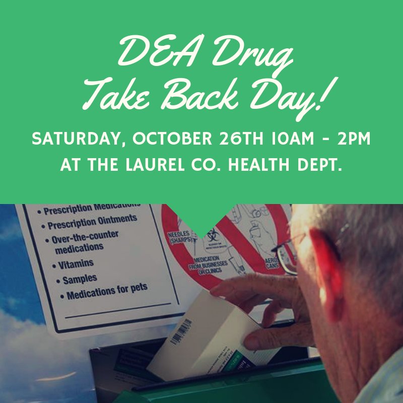 Have drugs? Join us at the Laurel Co. Health Dept. tomorrow from 10am-2pm to drop off any prescription medications. The DEA Drug Takeback is not only a great way to dispose of meds properly but also protects you from becoming an accidental drug dealer. #londonpoliceky #londonky