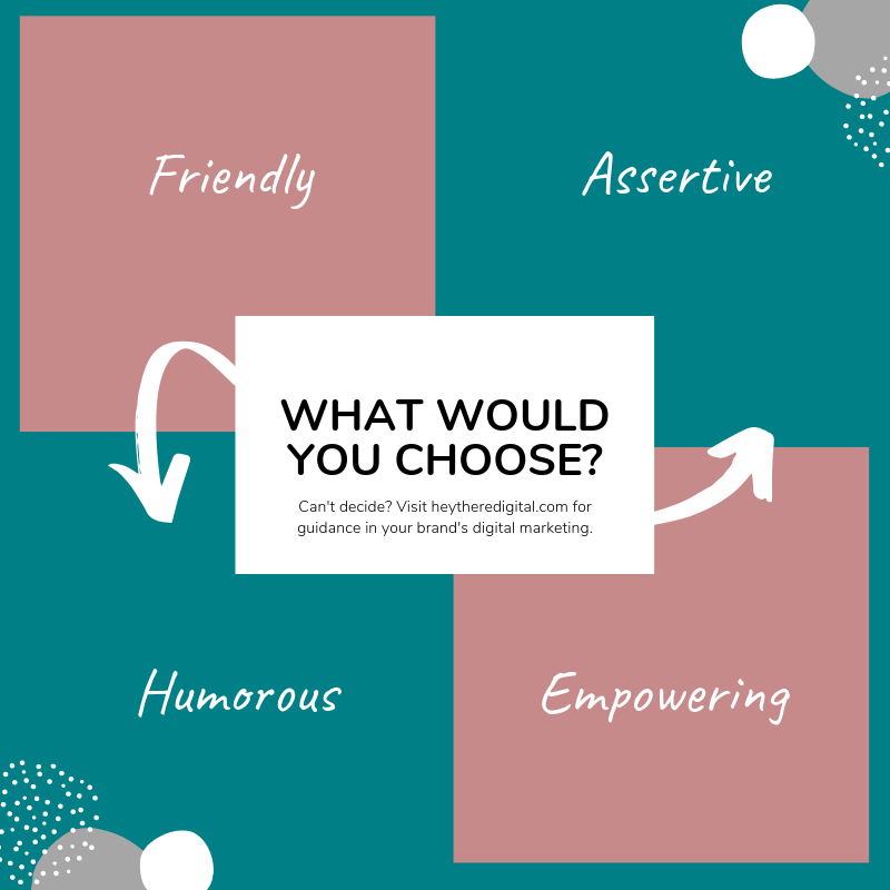 HeyThereDigital's tweet photo. Friendly, Humorous, Assertive, Empowering...

These are a few examples of tones you can give your brand. With so many options, it can be difficult to know the right choice for your brand. Which would you choose?

https://t.co/pLKwmWy5TZ
#digitalmarketing #tone #branding #STL https://t.co/GeOBOHNLcs
