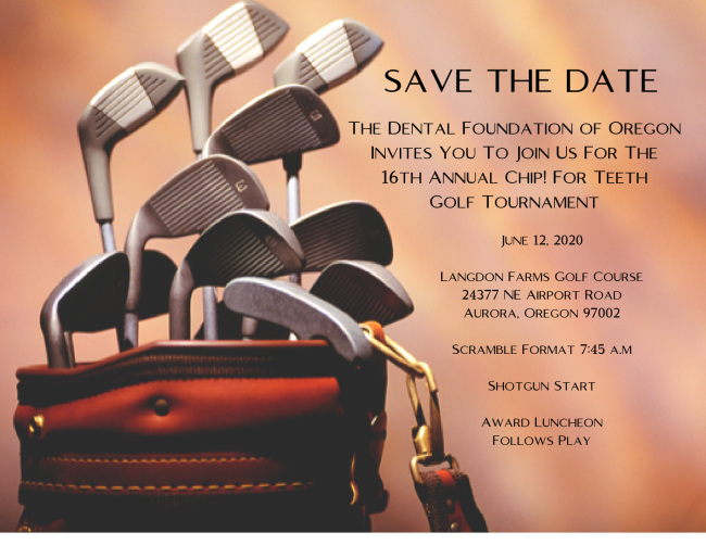 ORdentists's tweet photo. Save the Date for the Dental Foundation of Oregon's 16th Annual Chip! for Teeth Tournament!

#toothparty #Moda #toothtaxi @ToothTaxi https://t.co/MlU93VTOyL