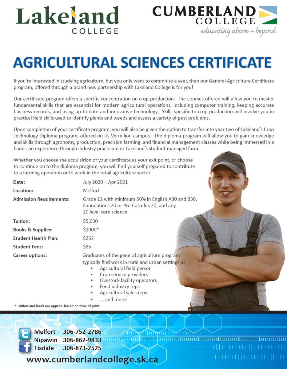 Jess_BioKid's tweet photo. Cumberland College is now accepting students for the Agricultural Sciences Certificate! I've been working with them to provide the program over the last few months. Please share with anyone who might be interested! https://t.co/I4b48lUfmx