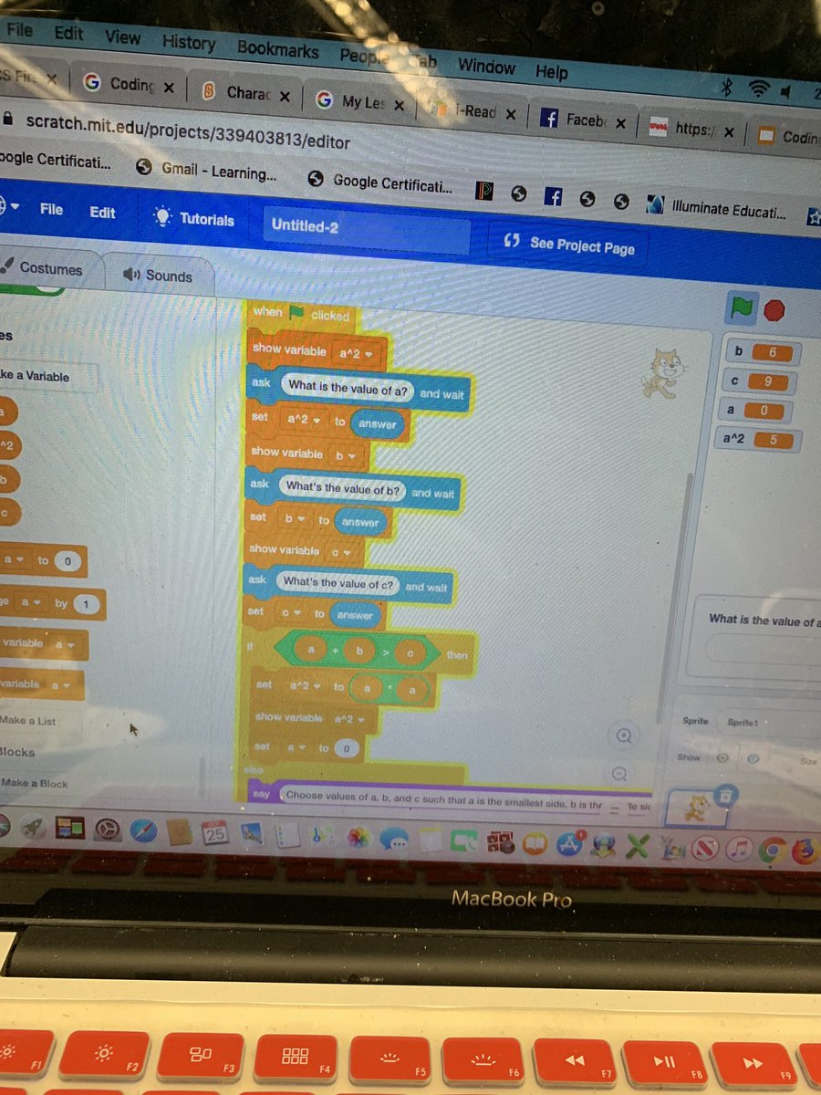 MrsJacobs02's tweet photo. Coding Pythagorean theorem in scratch at #micssummit https://t.co/PmvciYYolU