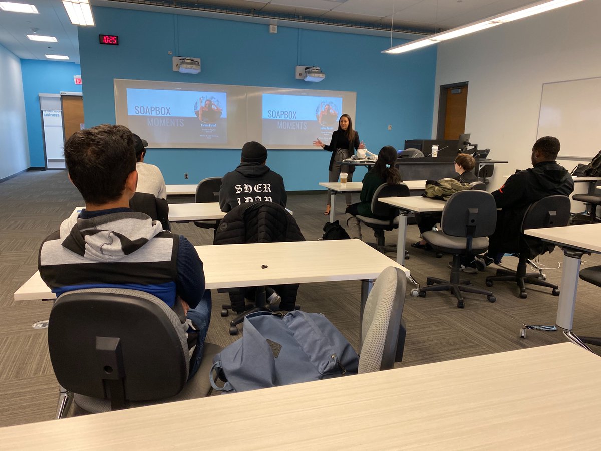 the_ssu's tweet photo. Some of our student staff are taking this #ReadingWeek break to work on their public speaking skills - to better advocate for you and your needs. @soapboxmoments_ is here, teaching them to unpack and overcome the fear of public speaking 🗣️

#SpeakerToLeader #MySoapBoxMoment https://t.co/blqJZO3PEF