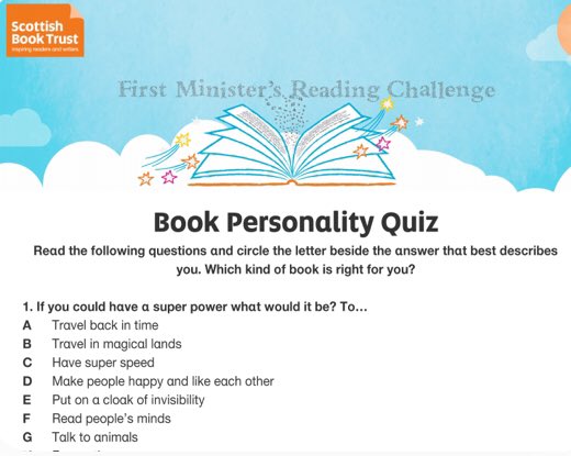 MrsFletcherSPS's tweet photo. Today @MrsEaston3 launched the @FMReadChallenge In class we all wrote book recommendations and took this quiz to find out more about the type of books we’d like to read. Mine was a tie between history books and stories about family and friends 📚 😃 #readingengagement https://t.co/KvGyoEzKsq