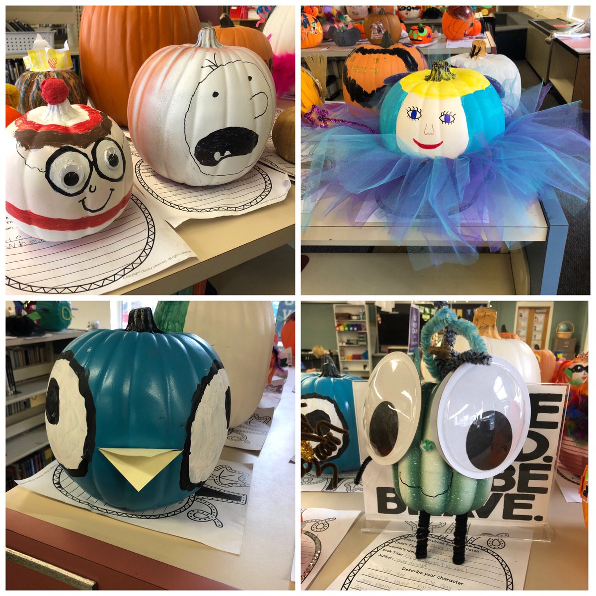 FloRoLib's tweet photo. Our storybook pumpkin patch is complete!! WOW...these all came out great!! 🎃 📚 @FloRoElem #gdrsdchat https://t.co/KfQDqIgd7V