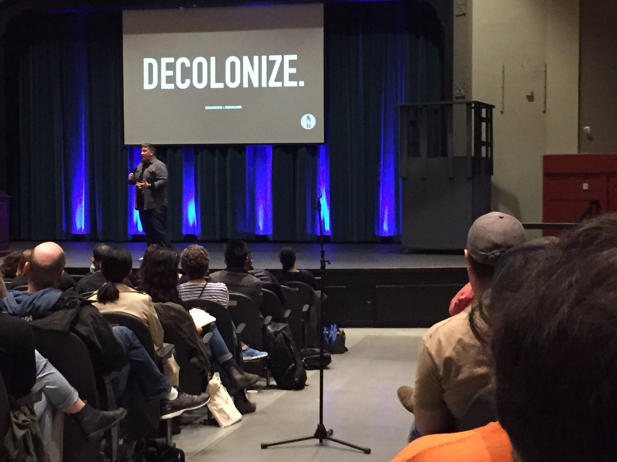 bcssta's tweet image. @RMComedy at #BCSSTA conference: decolonization first, then reconciliation. We have all been sold short by colonialism, we all need to talk about the structures that aren’t serving us, including capitalism. #bced #bctf