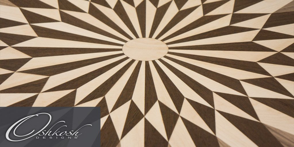 A bold op art inspired wood medallion in wenge, walnut, and maple. Contact Oshkosh Designs to design yours today!

#Artisan #CustomFlooring #Designers #DesignInsop #DesignLovers #ExoticWood #Flooring #Handcrafted #HardwoodFloors #MadeInTheUSA#WoodFlooring #WoodMedallion