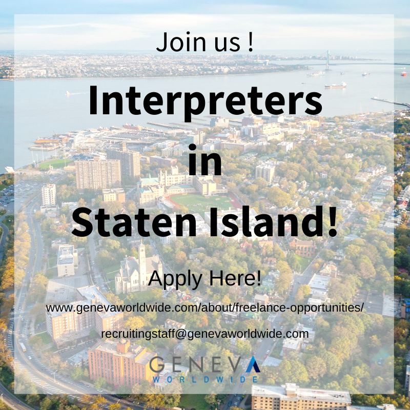 GWWRecruitment's tweet photo. Interested in freelance interpreting work? Apply for opportunities in #StatenIsland, NY! 
Apply Here ➡️ https://t.co/XMTCZbnSBx

#NewYork #Freelance #Interpreting #Recruit #JobPosting #Spanish #Arabic #Russian #Cantonese #FrenchCreole #Polish #Mandarin #Korean #ASL #Languages https://t.co/I3MWBhZ1xv