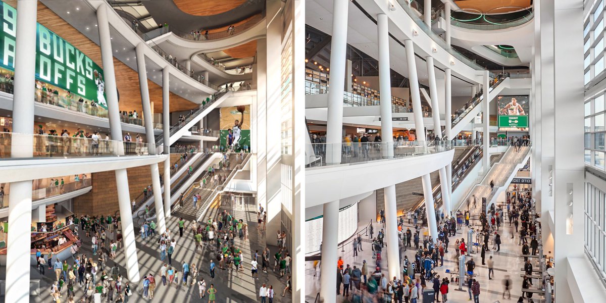 EUA's tweet photo. From concept to reality: see how this #rendering of @FiservForum compares to the final design. #EUATechnology #BeforeandAfter https://t.co/D8RhMJcIRa https://t.co/YHTIRhRKgK