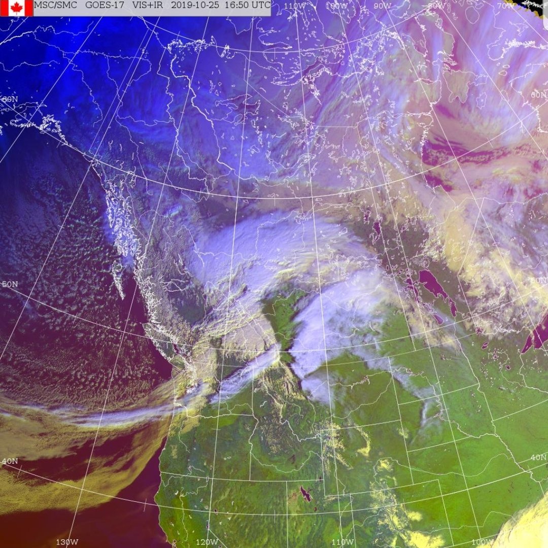 weathermanfran's tweet image. Intense storm system moving from BC across the Prairies today... damaging wind gusts probable through much of Alberta today + heavy snow in the mountain parks &amp;amp; Peace region. #handanalysis

Latest warnings: weather.gc.ca/warnings/index…

Satellite image: weather.gc.ca/data/satellite…