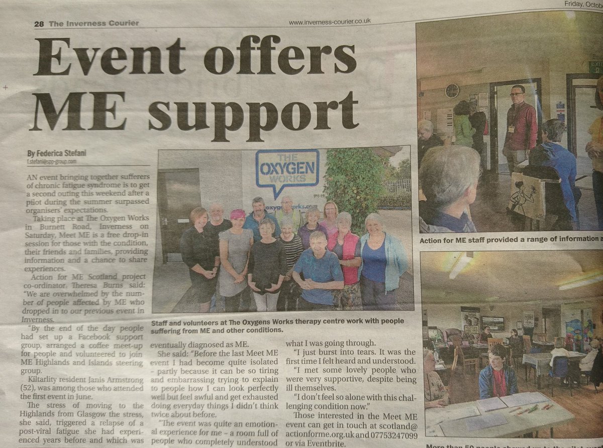 ME_Highland's tweet photo. Nice article ahead of our second event tomorrow; thanks Janis for doing the interview! We still have places available, see Eventbrite and our Facebook page for registration.
#pwme #spoonies #meawareness #mecfs #millionsmissing #firstdonoharm https://t.co/1Q5NNqYcpk