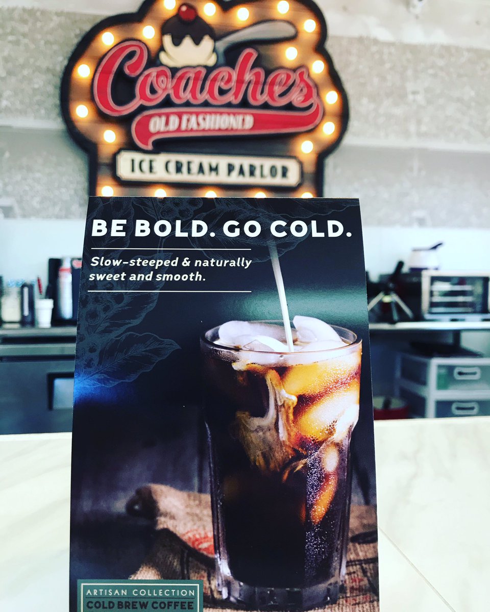 Try Our Coaches Cold Brew!! We Make Ours  in House and it is Sooo Good! Did I mention You Can Have a Cold Brew Float Over Your Favorite Ice Cream? Oh Yeah You Can!!! Try One Today! #CoachesIceCream #CoachesCoffee #CoachesColdBrew