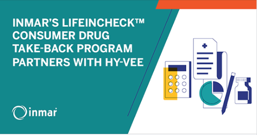 InmarInc's tweet photo. Our LifeInCheck™ Consumer Drug Take-Back program is partnering with @HyVee to provide a safe, responsible way to dispose of unused medications. Together, we will place 200+ drug receptacles in pharmacies in eight midwest states. https://t.co/MagPvdbtHc https://t.co/rVclice2Ya