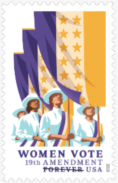 Happy to share this news! New stamps commemorating the centennial anniversary of the 19th Amendment feature suffragettes carrying a banner in the official colors of the National Woman’s Party — purple, white and gold. 

Learn more about the new stamp here: ow.ly/I5eU50wTjre