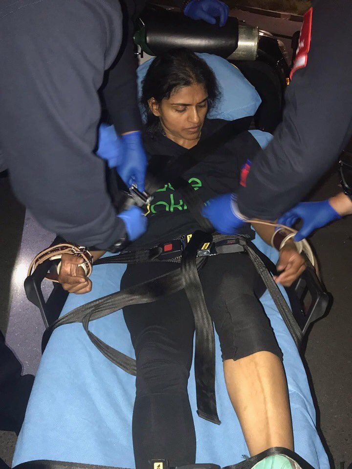 ForOakland's tweet photo. After police brought to a board meeting by #OUSD tore the ACL and the MCL of this 5’2” mother of two, she was strapped to a gurney and transported to the ER while the cops joked that she was faking an injury. The ER doctor confirmed her serious injuries. She may need surgery. https://t.co/n1v8INZDDL