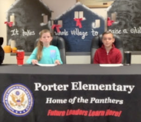 porter_elem's tweet photo. Porter Elementary's @JC_Schools 1st NEWS Broadcast!! Director: Miss Brooke Conley @brookeconley00 Starring Hosts: Emily Triplett and Mason Shearer #LivinThePantherLife #Eagle4Life
https://t.co/jUKXIe8M8Z https://t.co/NdYqaB1Xsc