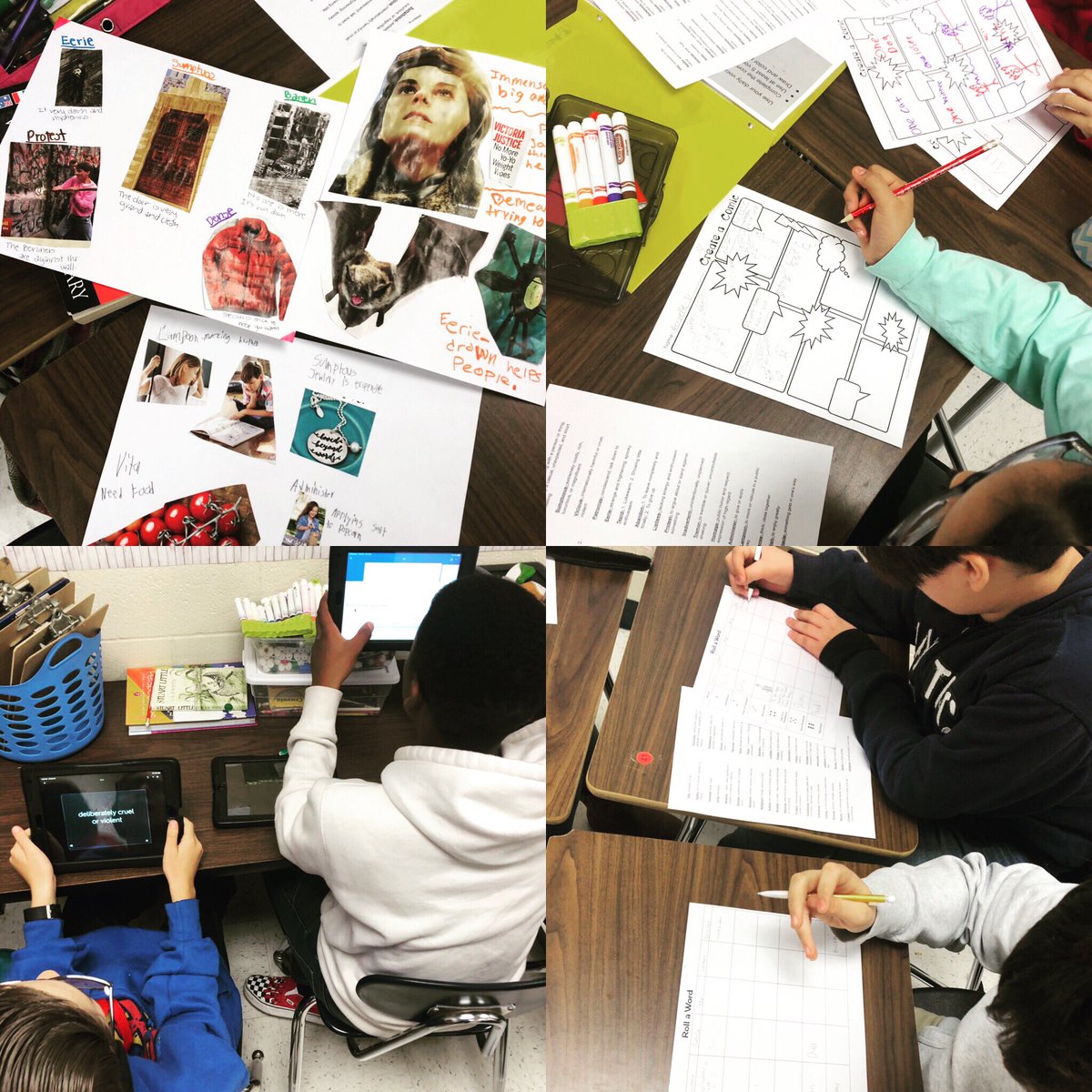 MsReierson245's tweet image. Vocabulary stations for some Friday fun after a long week of CDB testing. #JordanMSLegends #FlyingVees #expandyourvocabulary