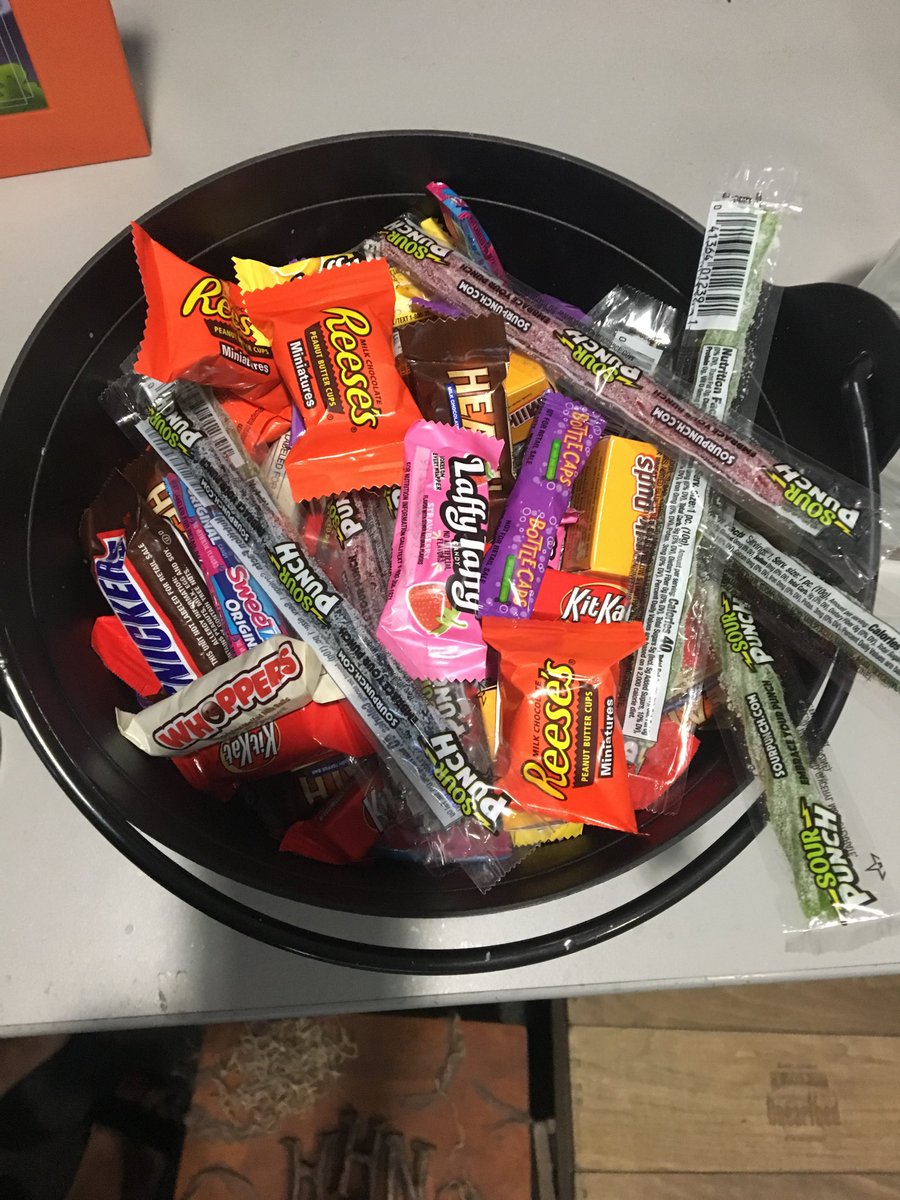 ggome13's tweet photo. Candy cauldron is full right after lunch. Let’s see how long it last??? #sweetober https://t.co/t4jtANT9WS