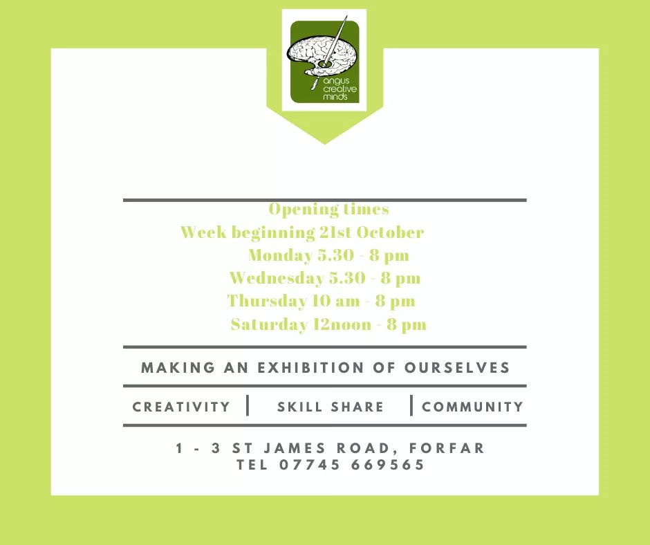🤗We are inclusive, drop in say hello and get creative! 🤗 #visitangus #anguscreativeminds #creativity #creative #inclusion #inclusive #learn #welcome #community #forfar #socialenterprise