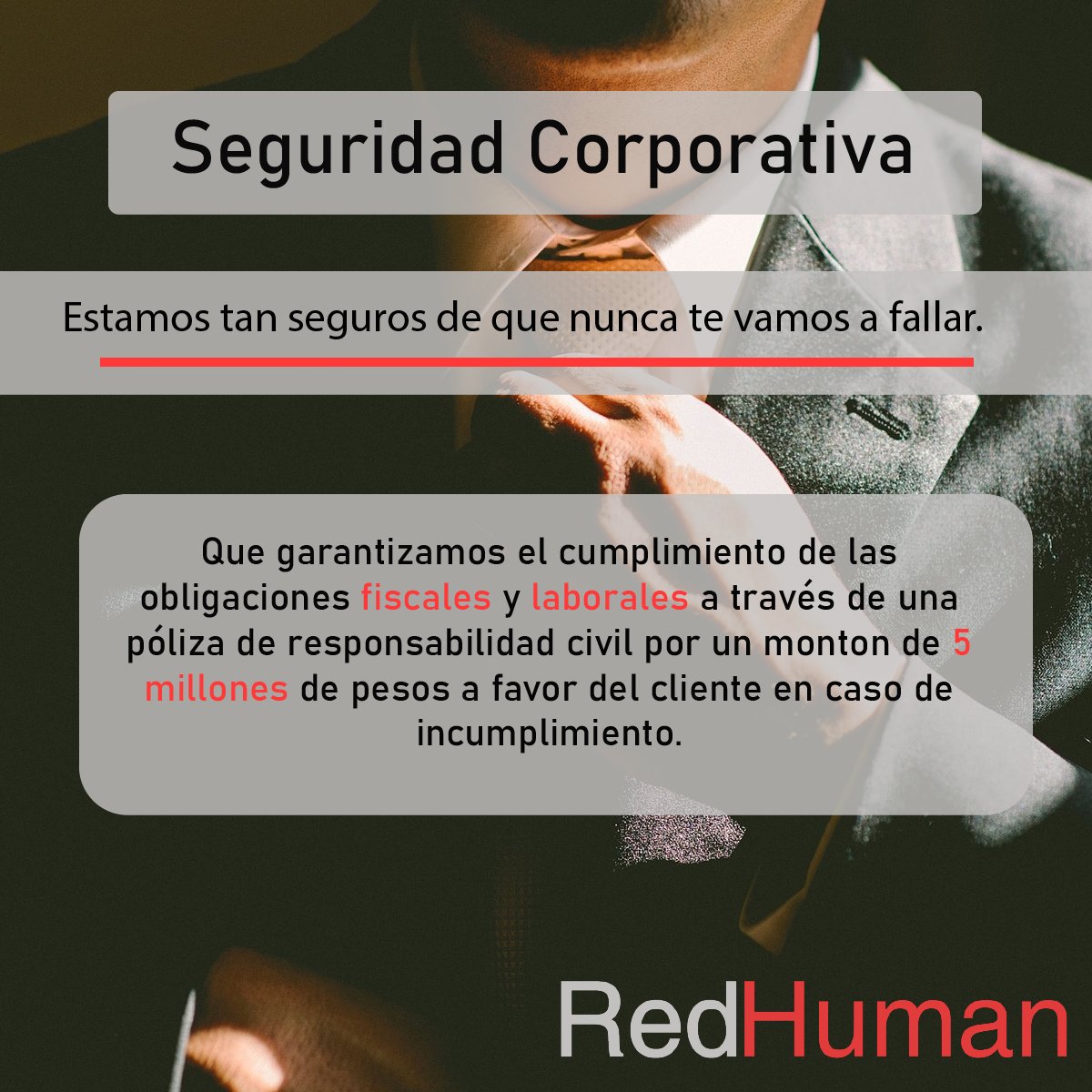 Una #prestación #exclusiva que ofrecemos es la Póliza de responsabilidad civil por garantía de servicio RedHuman. Conoce más sobre nuestras prestaciones adicionales aquí.
bit.ly/31UZxUE
#RH #RRHH #Outsorcing #PrestacionesExclusivas #Beneficios #Ventajas