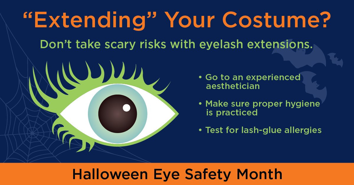 AcademyEyeSmart's tweet image. People are going to new lengths to make their eyes look special, especially during #Halloween. Get that facts about eyelash extensions: aao.org/eye-health/tip…. #CountdowntoHalloween #HalloweenEyeSafety #ProtectingSightEmpoweringLives