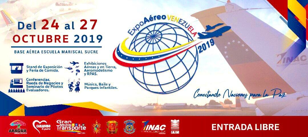 RMarcoTorres's tweet photo. #25Oct No te pierdas la grandiosa experiencia de la #ExpoAéreoVenezuela2019 en la @BasucreAMB, entrada libre y transporte garantizado desde la Plaza Bolívar de #Maracay. Disfruta de exhibiciones aéreas, feria de comida, aeromodelismo y atracciones infantiles #MnoalMulticéntrica https://t.co/nnOqo5elpi