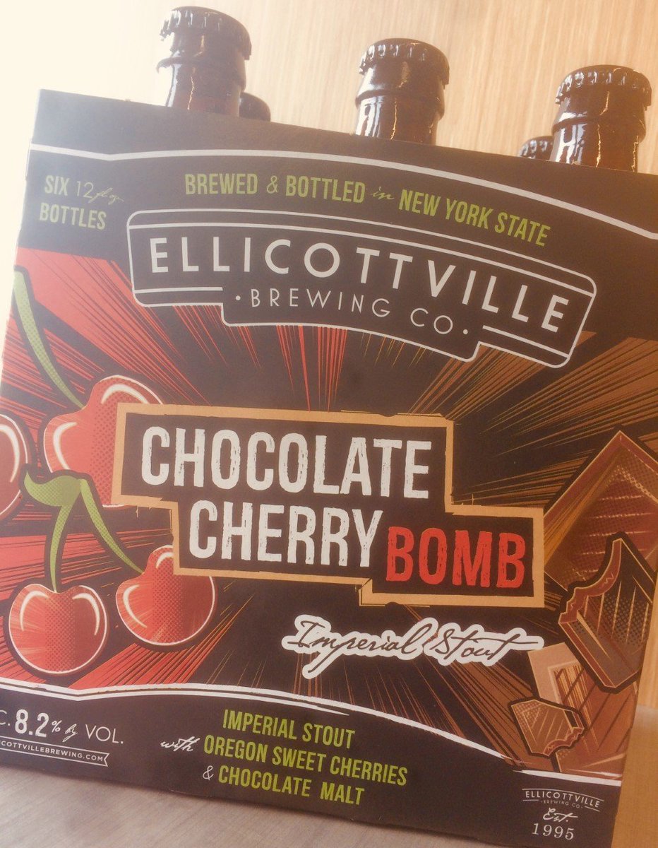 The locally famous Chocolate Cherry Bomb 🍫🍒 by @EBCwny is back! This time around the decadent dessert stout is in 6-packs 🙀 #drinklocal