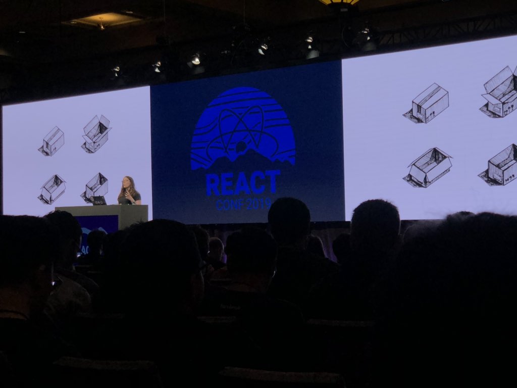 I love the perspective that <a href="/gurlcode/">Jenn Creighton</a> brings to the stage. Explaining React through the lens of English literature is thought-provoking and captivating! Also, look at those beautiful illustrations! 🤩#reactconf #reactconf2019