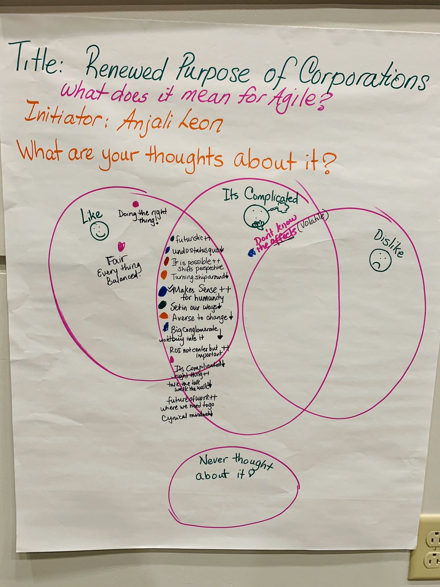PAgilista's tweet photo. Session Notes: Renewed purpose of corporation. Anjali Leon ! #aofl2019 #livinlavidaagile @agileopenfl https://t.co/SzulqEYj6m