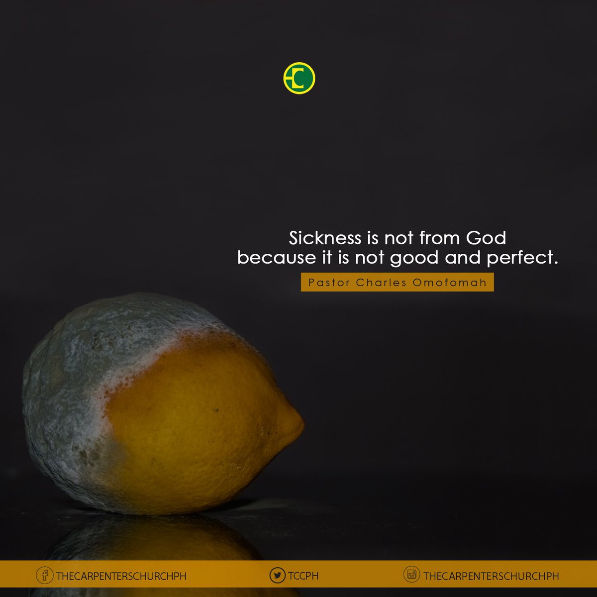 TCC PH (@tccph) on Twitter photo "Sickness is not from God because it is not good and perfect."~Pastor Charles Omofomah
TCCQuotes
<a href="/PastorKech/">Pastor Nkechi</a> "Sickness is not from God because it is not good and perfect."~Pastor Charles Omofomah
TCCQuotes
<a href="/PastorKech/">Pastor Nkechi</a>